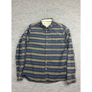 Picture Organic Clothing Shirt Men's L Blue Yellow Stripe Long Sleeve Button Up